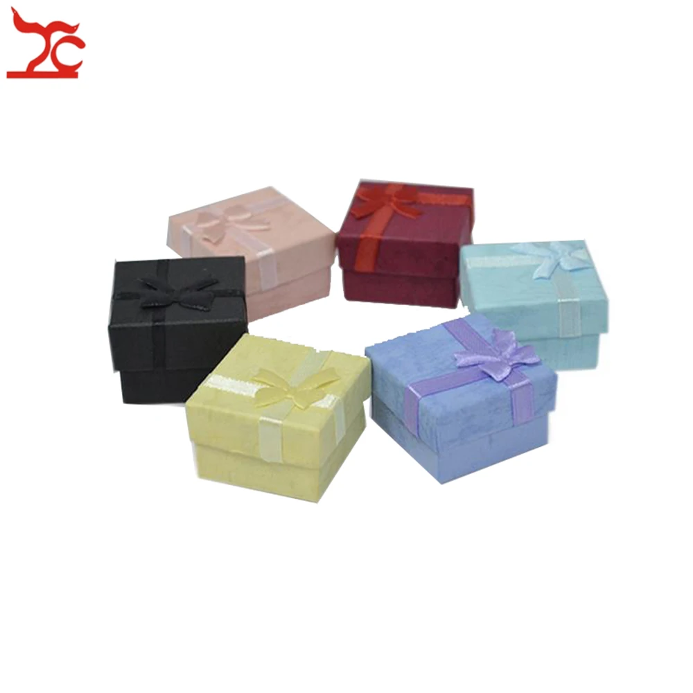 

48 шт./лот коробка для хранения колец и ювелирных изделий разноцветная упаковка для сережек-гвоздиков подарочный футляр 4*4*3 см