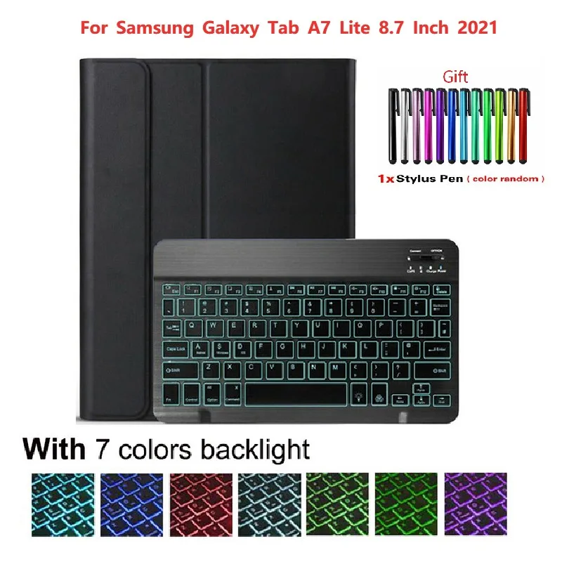 

Magnetic Case for Samsung Galaxy Tab A7 Lite 8.7 Inch 2021 SM-T220 SM-T225 Shell Backlight Bluetooth Keyboard Stand Cover Funda