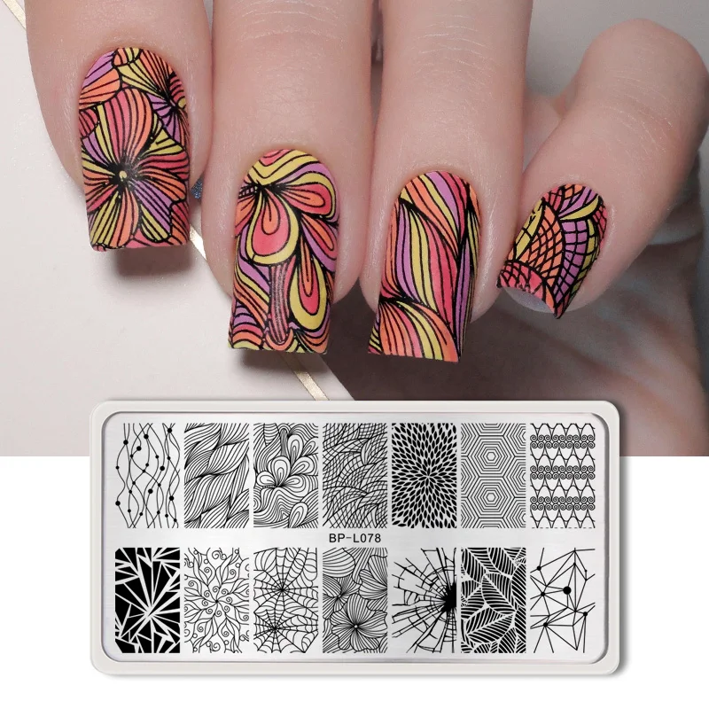 Pattern 14 BORN PRETTY геометрические штамповки для ногтей шаблон цветочный художественный дизайн нержавеющая сталь дизайн ногтей штамп изображения пластины для DIY штамповки - Цвет: Pattern 14