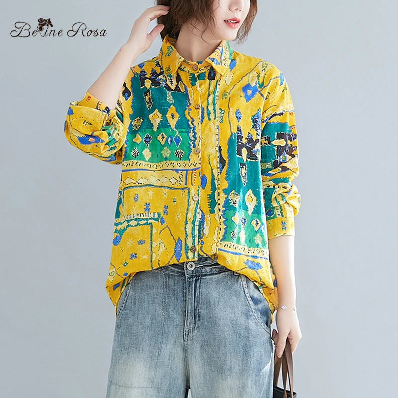 Новое поступление 2020 винтажная стильная Весенняя блузка BelineRosa с длинным рукавом