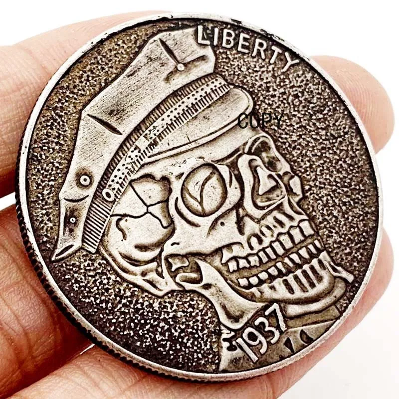 

1937 Hobo Nickel Skull Head with Cap Collectible Morgan Dollar Collection Imitation Antique Coin Commemorative Coin