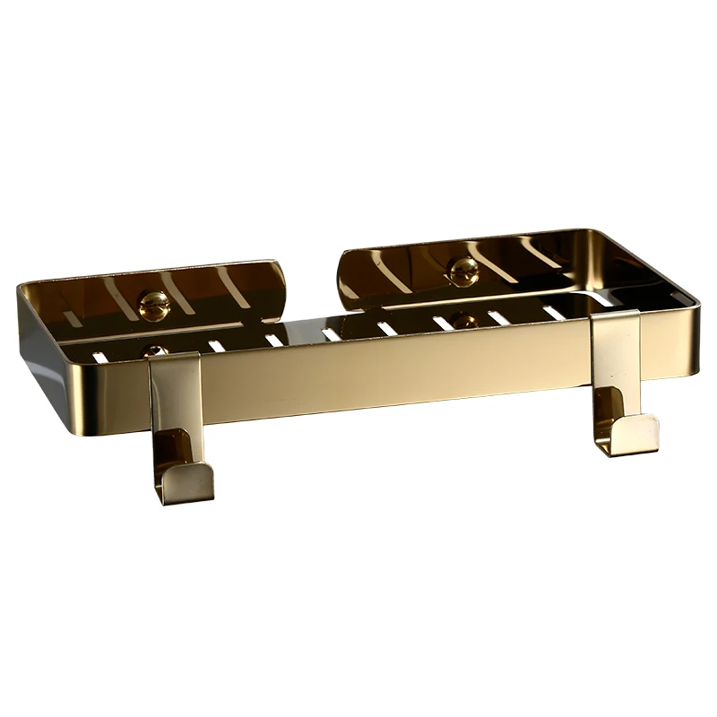

Bathroom Accessproes Set 23cm Shower Gel Rack Gold Bathroom Shower Shelf with Hook Double Soap Dish 304 Stainless Steel Polished