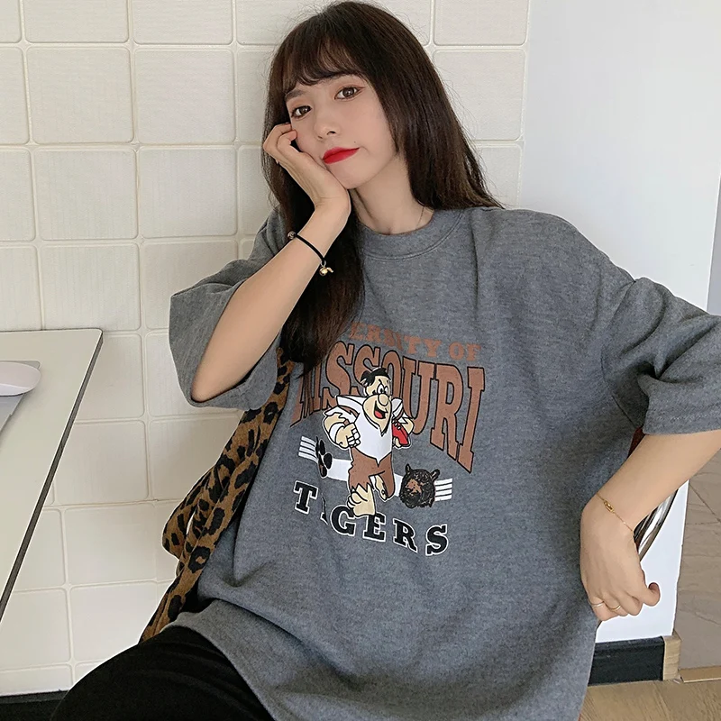 

Hong Kong Style European and American Hiphop Short Sleeve T-shirt Women's Loose Korean Style Ins Trendy Harajuku Style BF High
