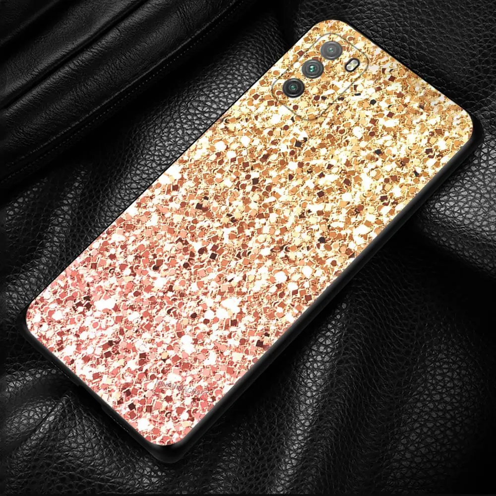 phone case for xiaomi poco x3 pro f3 x3 gt m3 x3 nfc f1 m3 pro 5g f3 gt silicon fundas pink bling glitter glod shining flash free global shipping