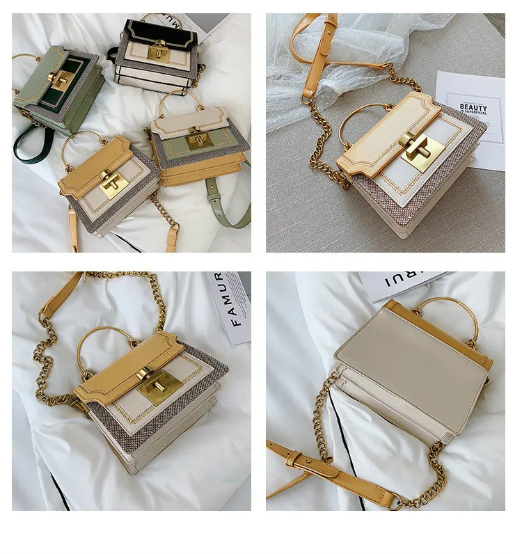 Маленькая сумка-мессенджер из искусственной кожи с цепочкой женская летняя 2020