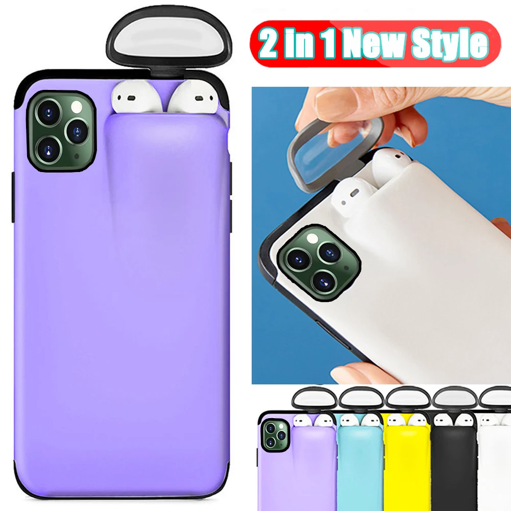 Гибридный армированный чехол 2 в 1 для iPhone 11 Pro Max XS XR 6S 7 8 Plus AirPods держатель Жесткий