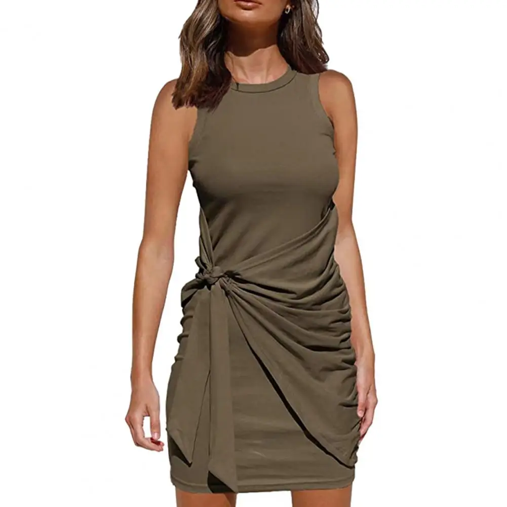 

Sexy Short Sleeve Dress Women 2021 Summer Mini Dress for Women Solid Color Dress Sexy Irregular Wrapper Hem Bodycon Mini Dresses