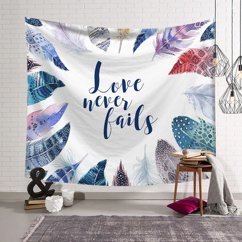 

Love Never Fail Bohemian Tapestry Wall Hanging Throw Rug Ins Beach Towel Nordic Blanket Home Decoration Bedroom Bathroom Decor