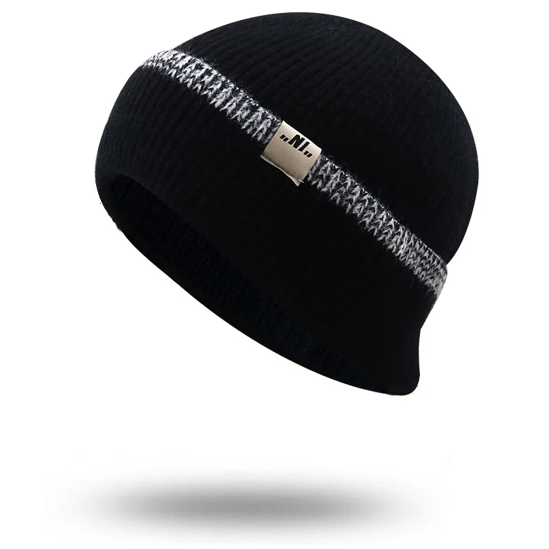

Брендовые шапки, облегающие шапки, мужская вязаная шапка, Зимняя женская шапка для мужчин, зимняя плотная теплая шапка, Мужская зимняя шапка