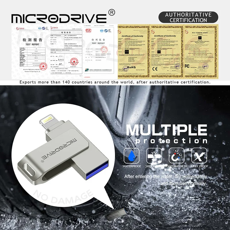 USB флэш-накопитель для iPhone Lightning 2-в-1 OTG 128 ГБ Usb 2 0 флеш-накопитель совместим с Apple iPad