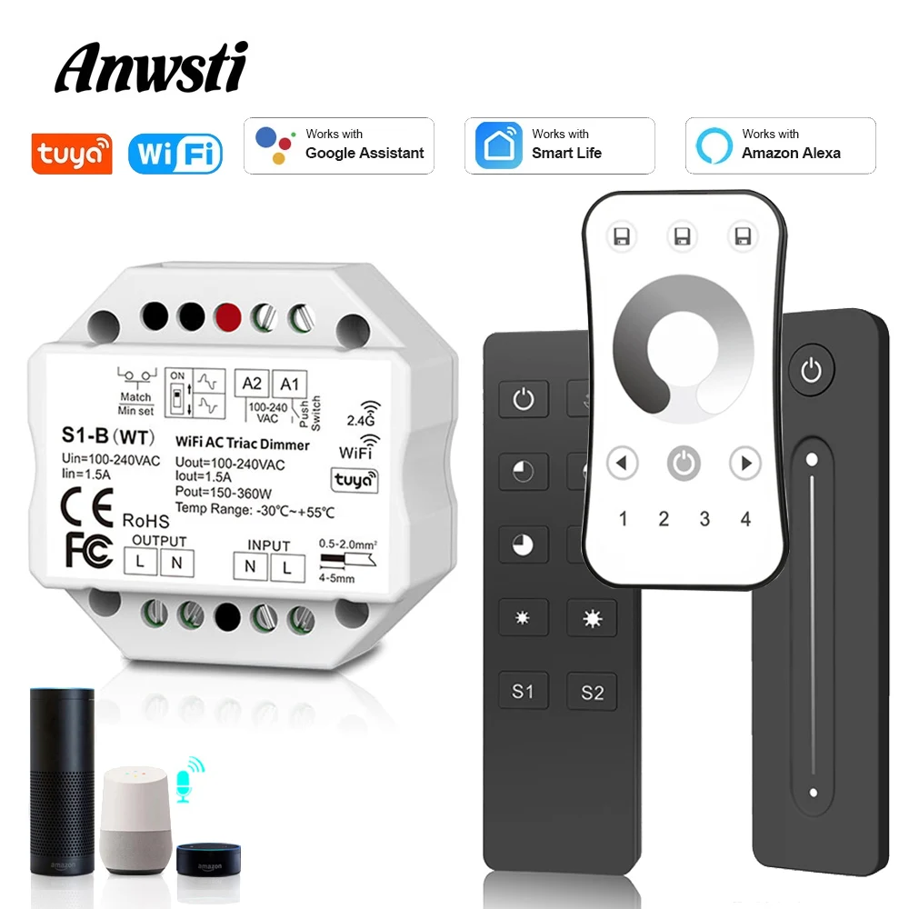 Wifi LED Dimmer Triac 220V 230V 110V AC Tuya Smart Life APP Alexa Echo Google Home Assistant Vioce RF2.4G Remote Control | Лампы и