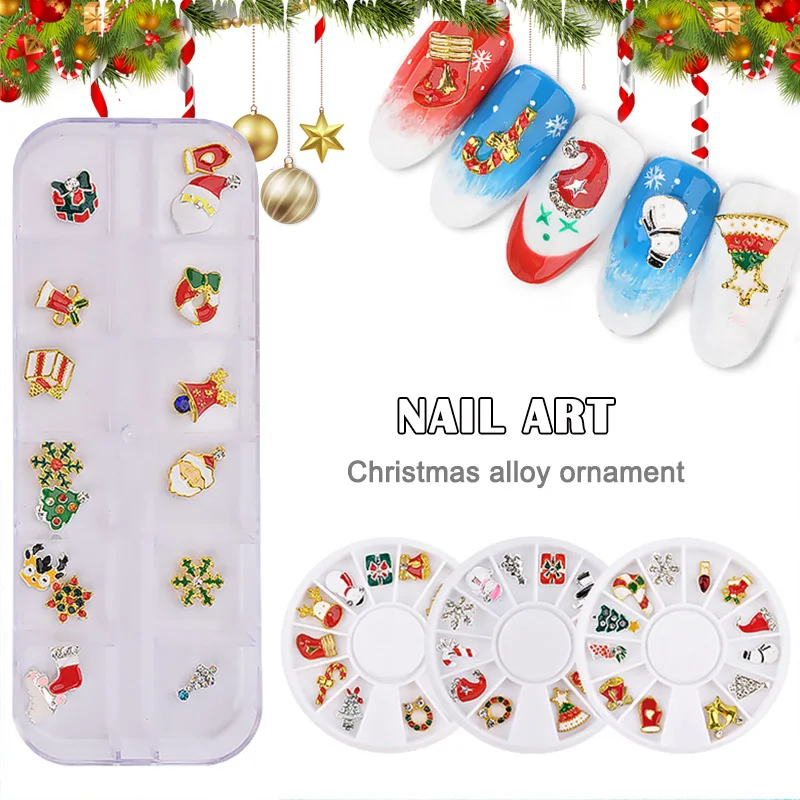 2019 Высокое качество оптовая продажа 12 шт рождественские украшения для ногтей DIY
