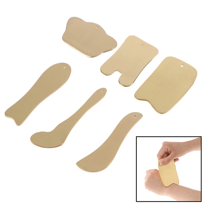 Медь массаж скребком гуаша скребок массажер для лица с напылением из