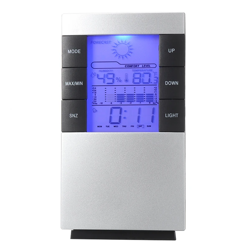 multi functionthermometer hygrometer lcd digital humidity meter indoor clock high quality temperature meter electronic calendar free global shipping