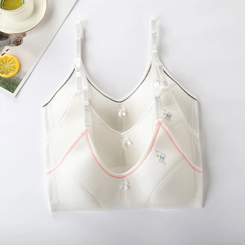 

Teen Underwear Girls' Small Vest Training Lingerie Teenage Brassieres 10-16Years Cartoon Adolescent Girls Bra Prevents Peeping