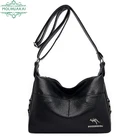 Сумка на плечо женская с несколькими карманами, мессенджер из высококачественной искусственной кожи с защитой от кражи, повседневный саквояж