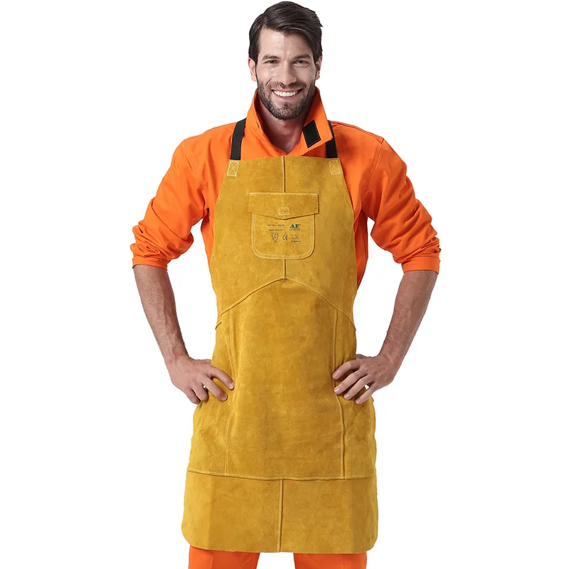Welding Apron Heat Insulation Split Cow Leather Work Protective Aprons Flame Resistant Welders Workplace Safety Clothing