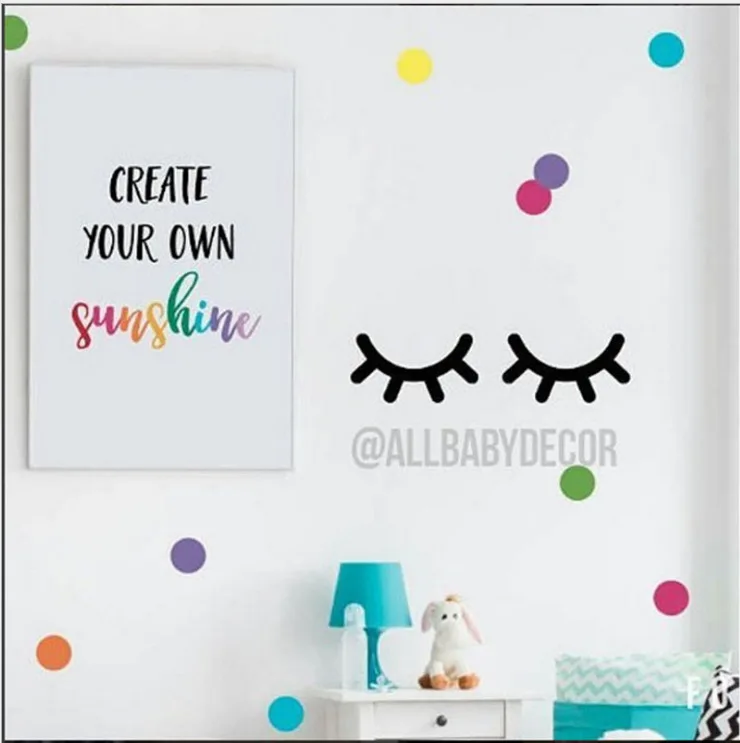 1 пара симпатичных деревянных 3D ресниц в скандинавском стиле настенные Стикеры