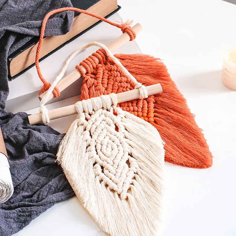 

Macrame Dream Net Wall Hanging Leaf Design Boho Decor Cotton Macrame Cord Wall Decor Art Craft Photograph Props