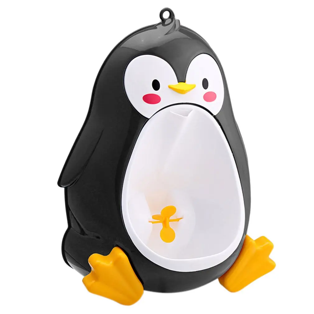 Детский горшок-унитаз для малышей "Милый пингвин", настенный, переносной, для обучения, для мальчиков, противотечение, с щеткой.