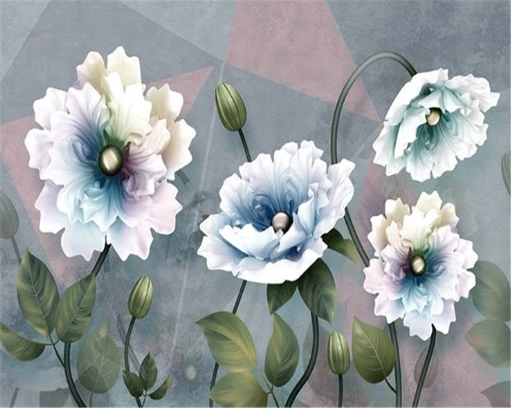 

Custom 3D Wallpaper Mural Embossed Flowers European Vintage Jewelry TV Background Wall Environmental Wallpaper