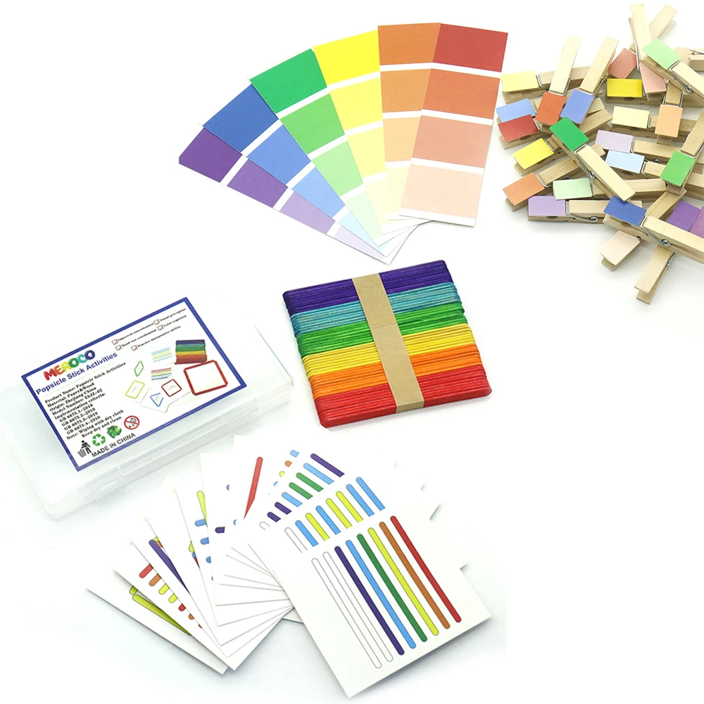 Деревянные радужные Монтессори цветные сортировочные зажимы Обучающие игрушки