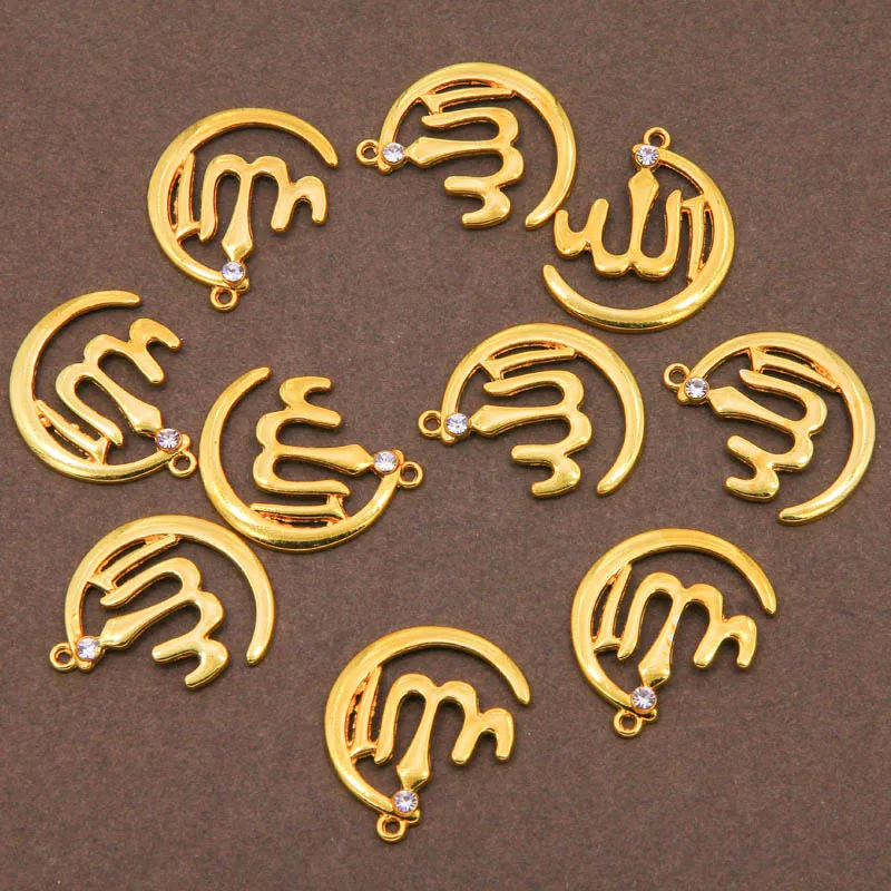 6 шт. золото/розовое золото Цвета полые Аллах кулон ожерелье для мужчин и женщин