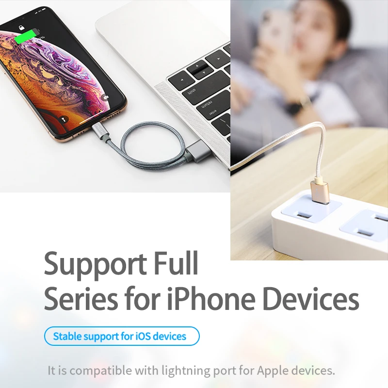 Кабель ROCK для iPhone 100 см 180 20 а быстрое зарядное устройство USB кабели Lighting зарядный