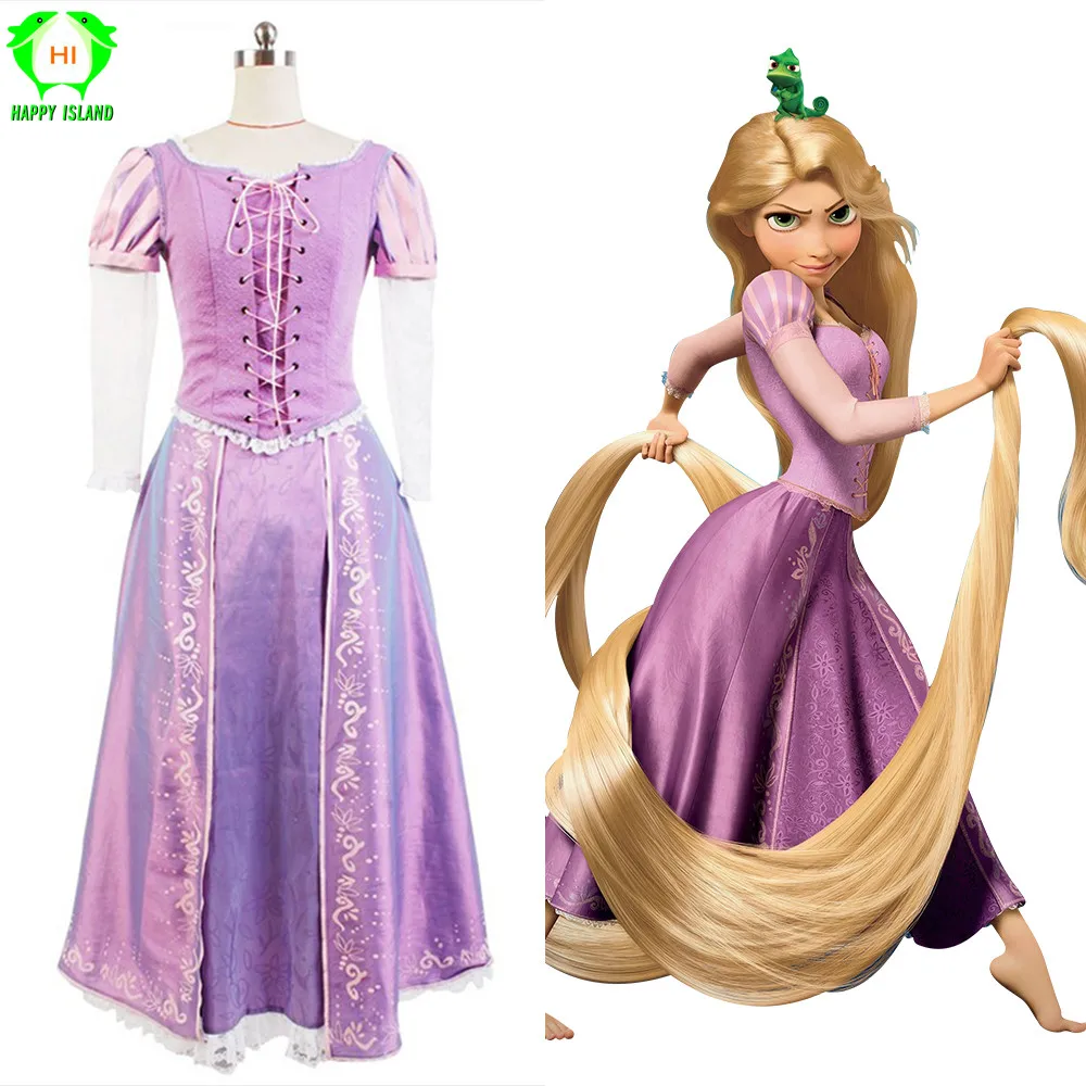 Костюм принцессы Рапунцель на Хэллоуин Нарядное платье для взрослых Женские