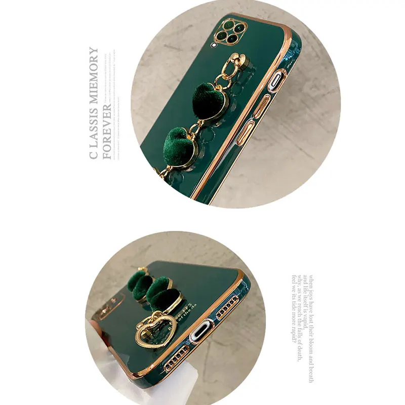 Heart Bracelet Hand Holder Phone Case for Huawei P40 Lite Cover Luxury Strap Cases for Huawei Nova 7i Case Nova6 Fundas Capa