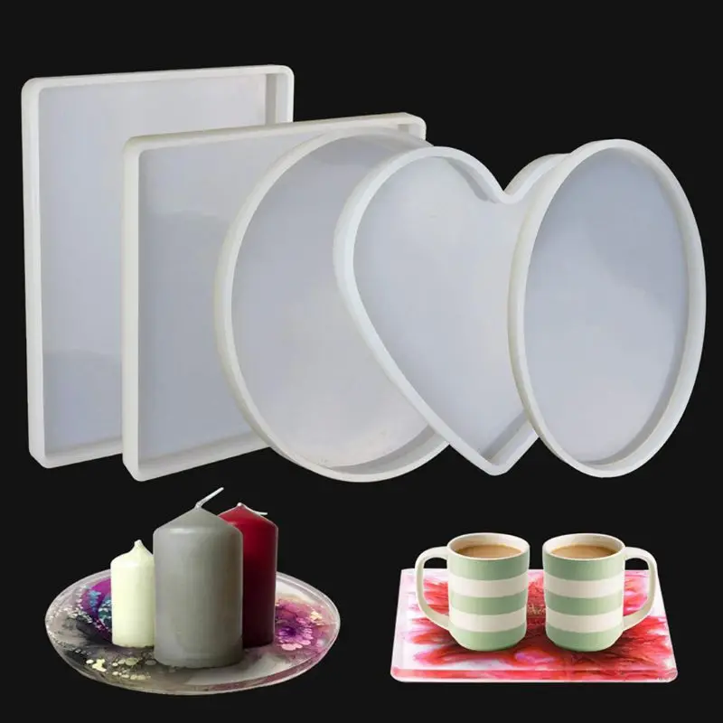 

Large Coaster Silicone Resin Mold Round Square Rectangle Heart Oval Shape Molds