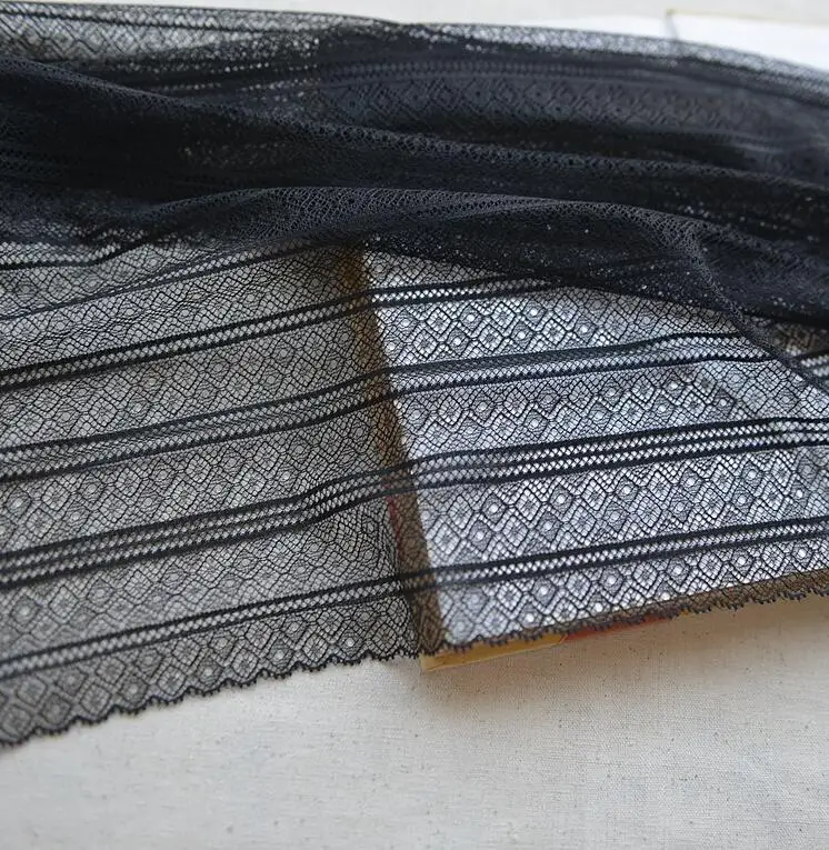 1 метр украшения для волос широкий черный эластичный кружевной обрез вышивка