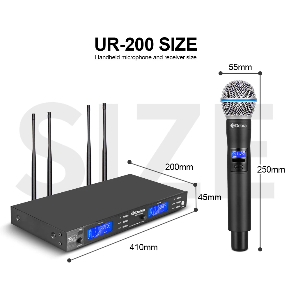 Реальное разнообразие! UR 200 профессиональная 2 канальная UHF Беспроводная ручная