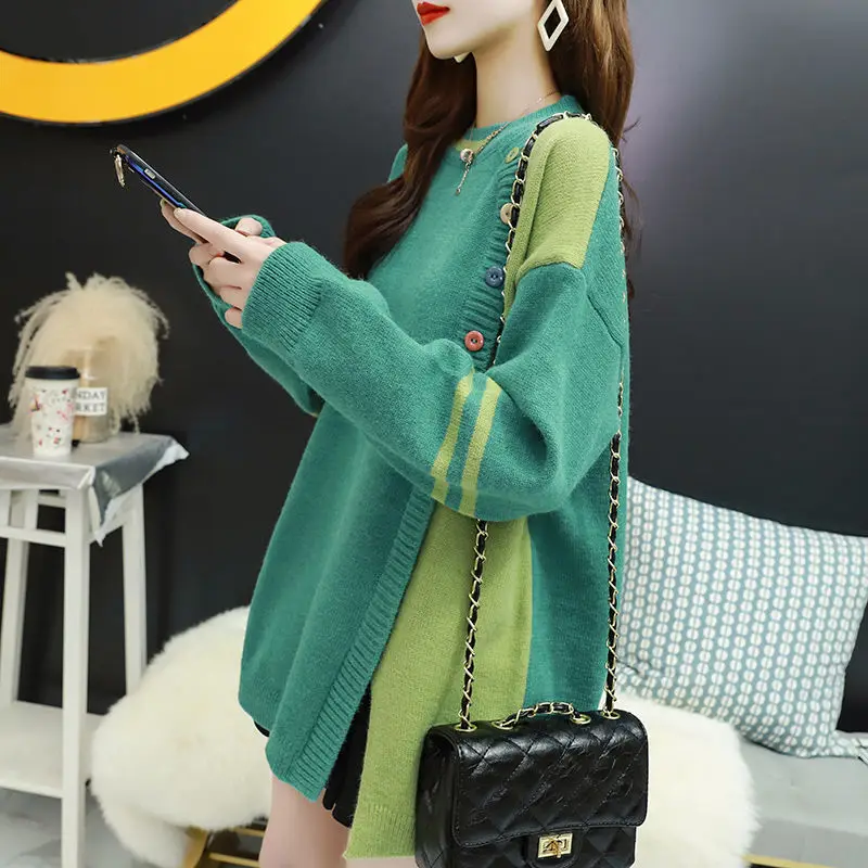 Весна/осень женские Свитера вязаные Свободные Повседневные свитера Осенняя