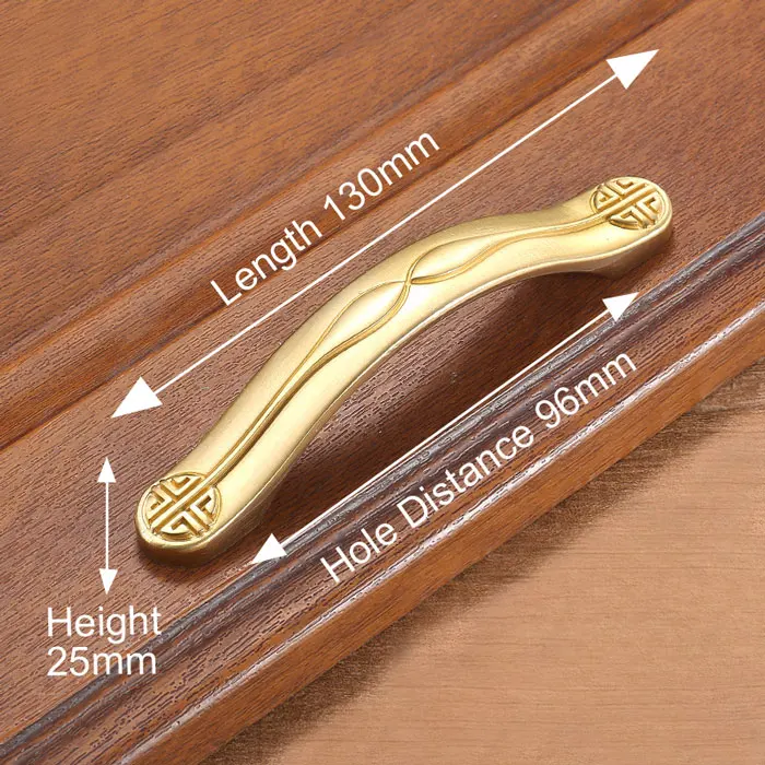 Handle-T1081-96 KAK медные латунные ручки шкафа для двери кухонного шкафа ручки для выдвижных ящиков Европейское винтажное Золотое оборудование для обработки мебели - Цвет: Handle-T1081-96
