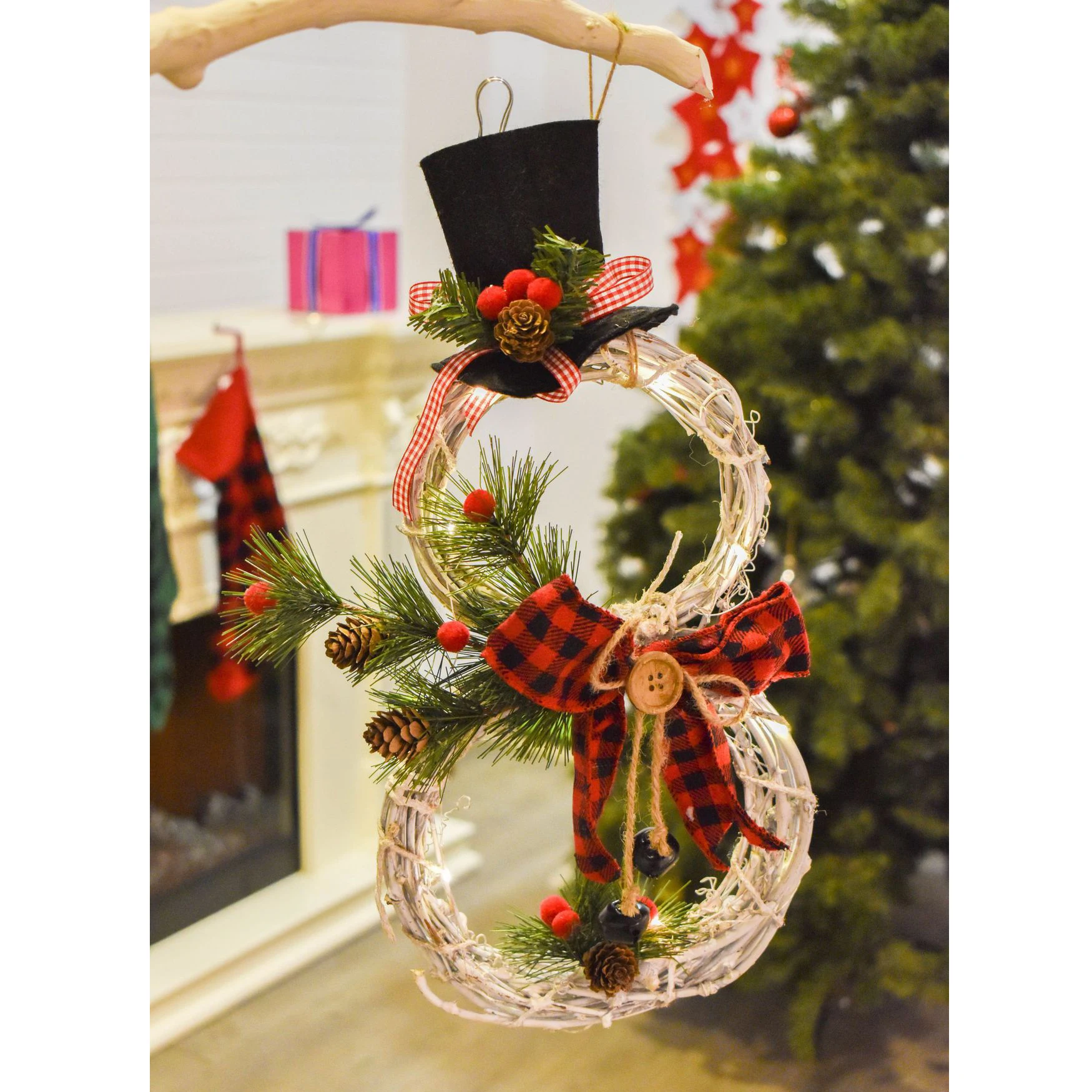 

New Three-dimensional Christmas Pendant 40*21cm,Home Decoration,Christmas Garland LED Lights Garland Pendant Christmas Vine Ring