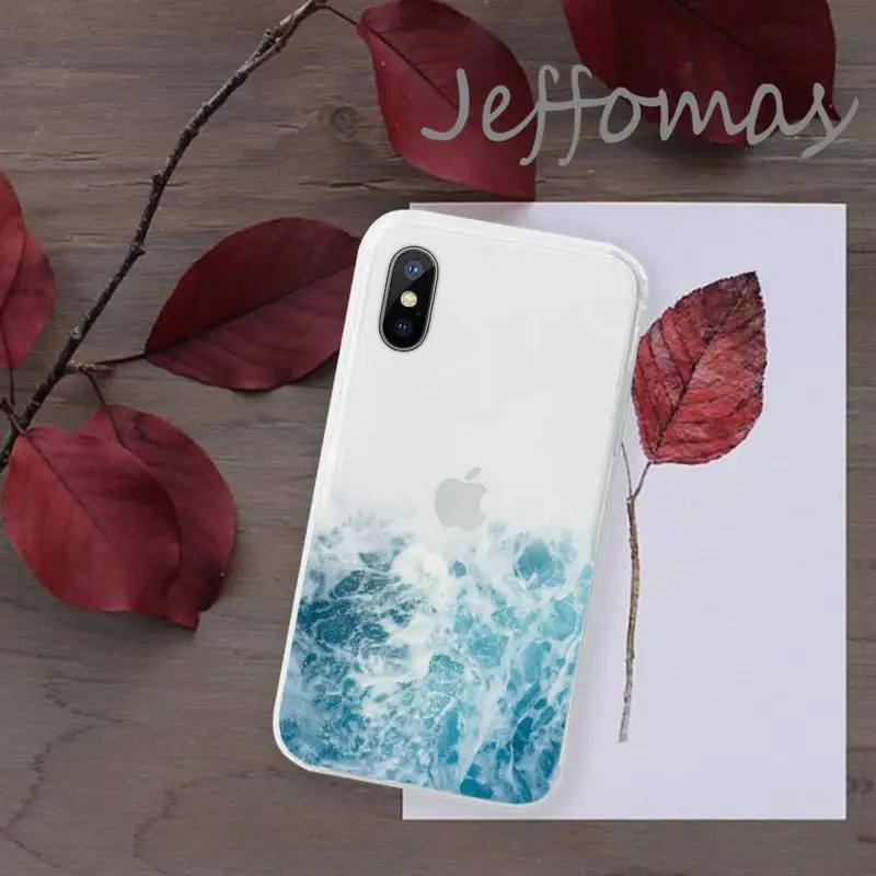 

The sea Water wave Waves Phone Case Transparent for iPhone 11 12 mini pro XS MAX 8 7 6 6S Plus X 5S SE 2020 XR