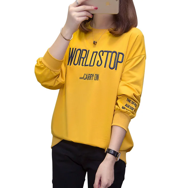 

Autumn 2020 Big Size Fat mm Long-sleeved Wei Yi female letter student jacket thin inside the bag with loose thin