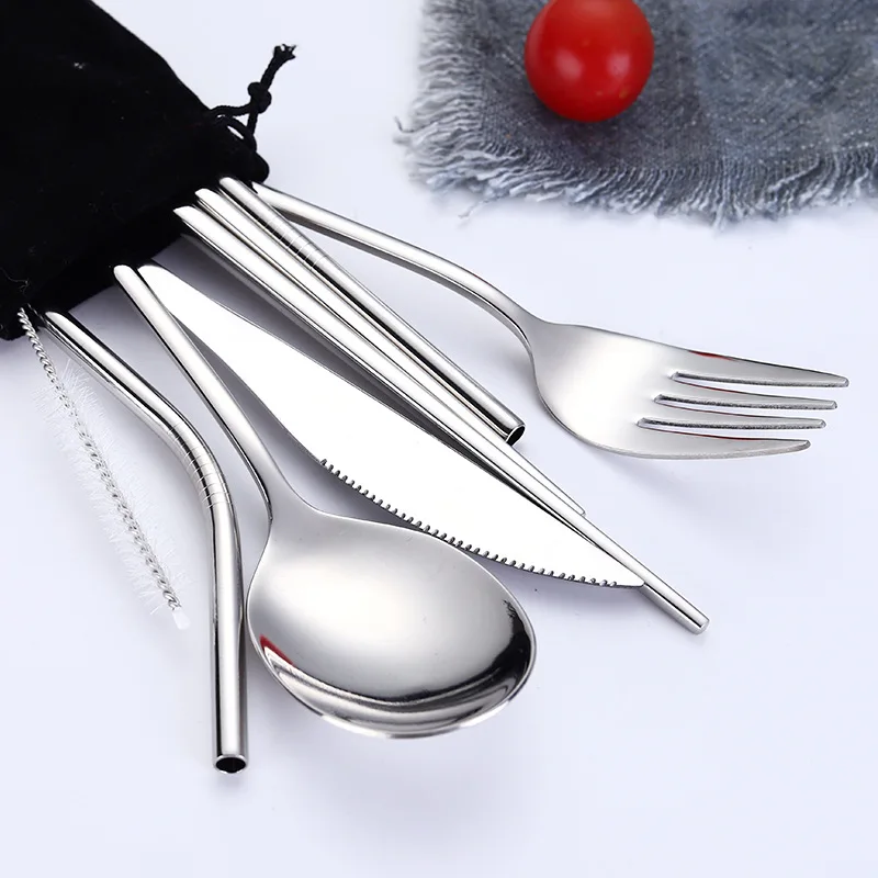 Набор столовых приборов из нержавеющей стали комплект 7 ложка вилка палочки