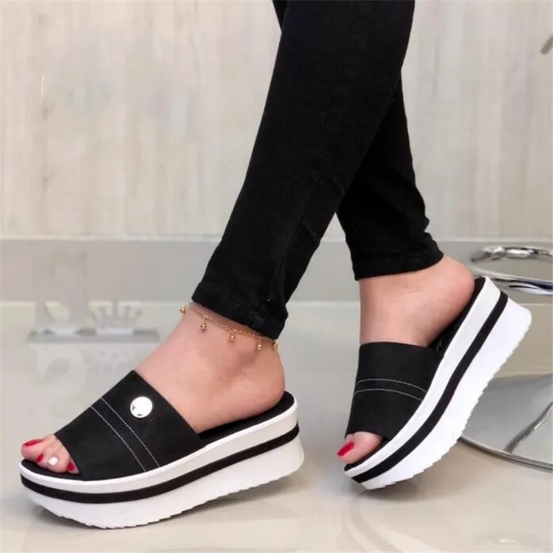 

2021 Summer New Fashion Women's Slippers Wedges Platform Sandals Casual Open Toe Flip Flops Women Light Comfortable Woman Shoes