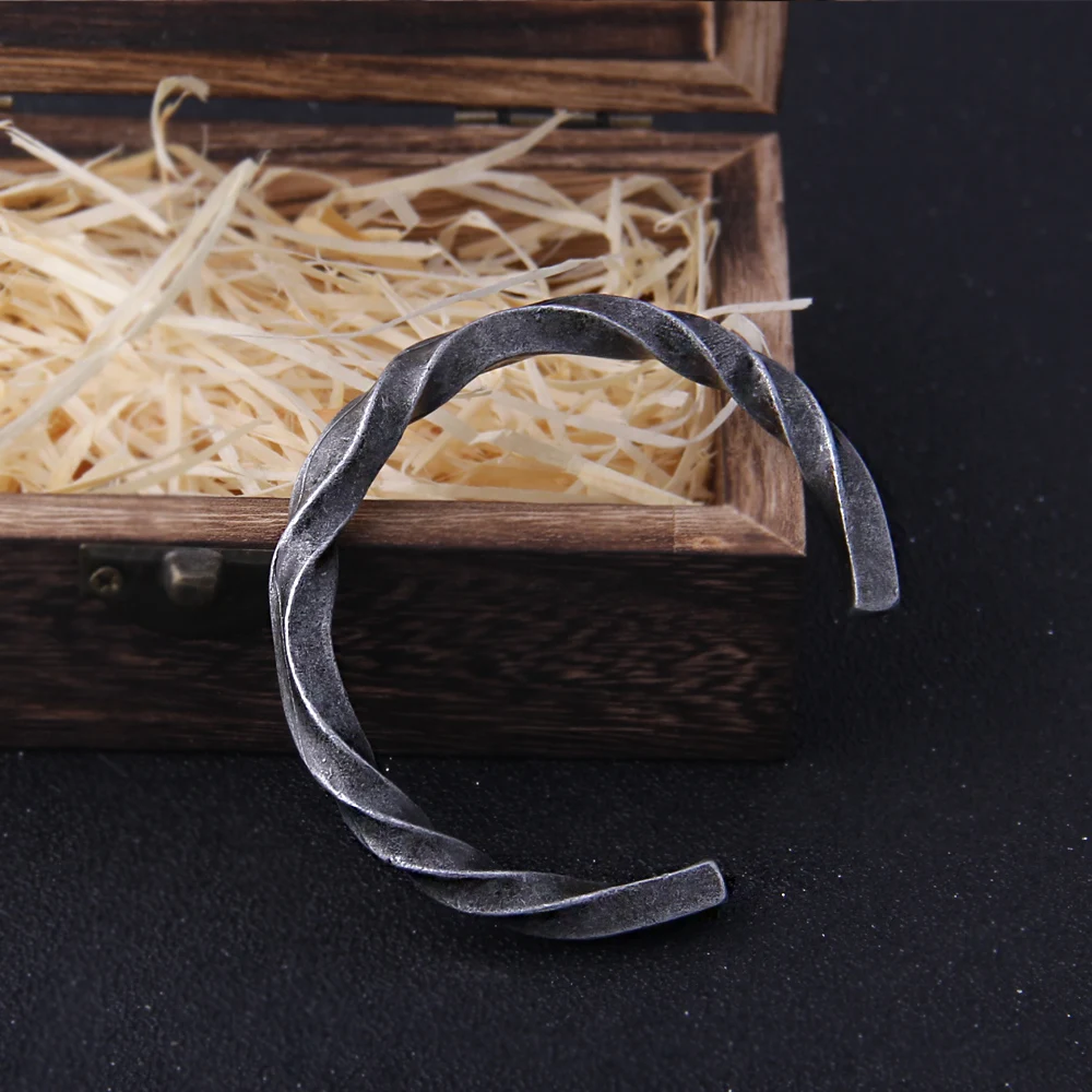 

New Arrival Iron color Vikings Bangle with wooden box as gift