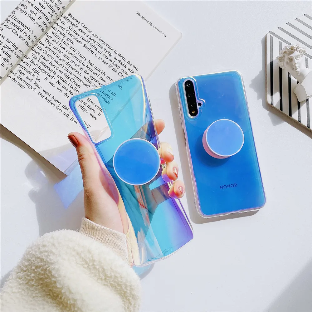 

Luxury Clear Soft Phone Case For Huawei Y8P Y9S P Smart Plus S Z Y9 Prime 2019 Rainbow Gradient Color Holographic Mirror Cover