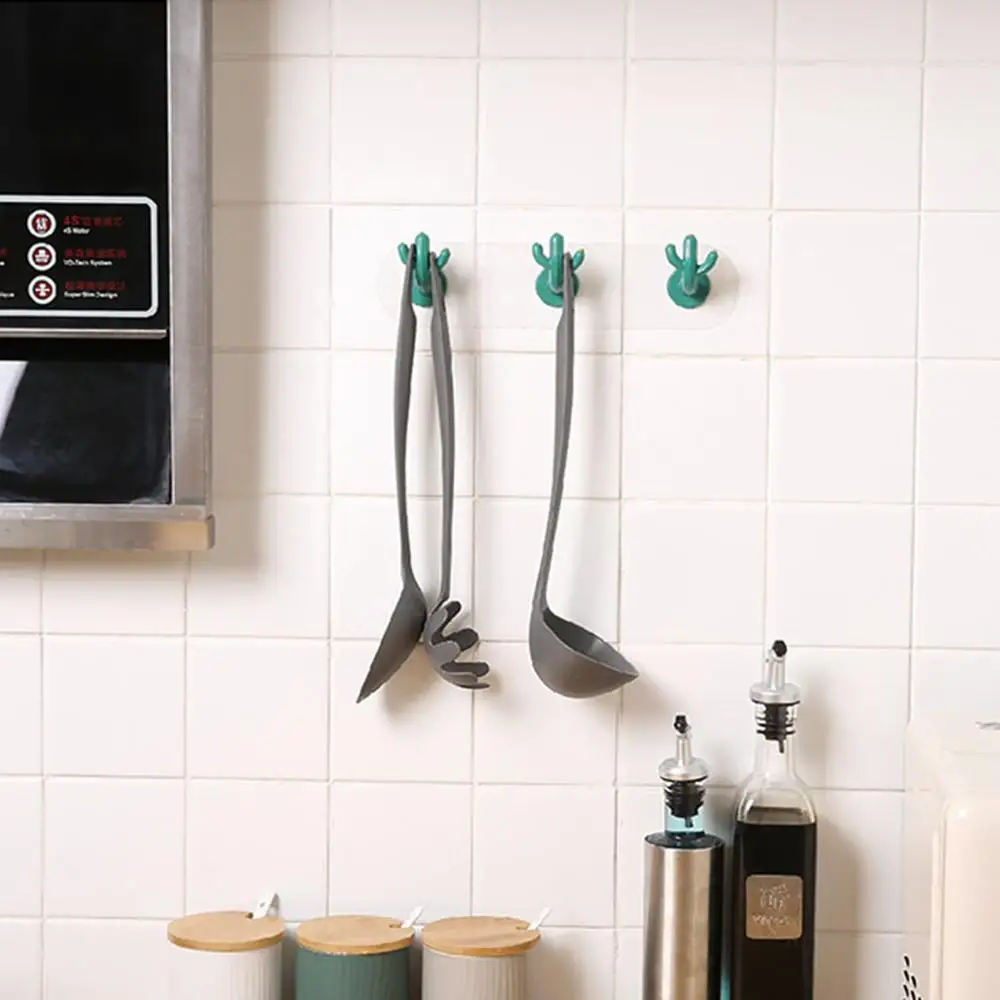 Самоклеящаяся настенная вешалка с изображением кактуса крючок для хранения