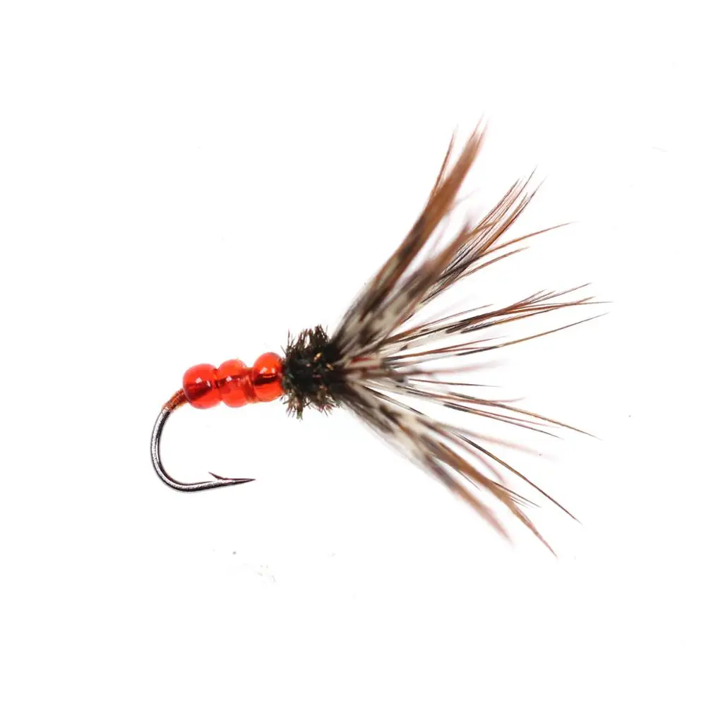 Bimoo 6 шт. #12 красно зеленые Тенкара рыболовные мушки с пластиковой капельницей