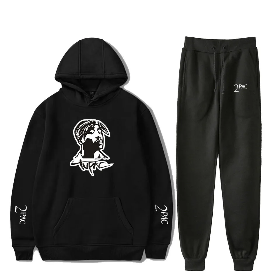 

2PAC Hoodies High Quality Women/Men Sets Fashion Sporting Suit Hooded Sweatshirt +sweatpants Boy Two Pieces Set Sportswear
