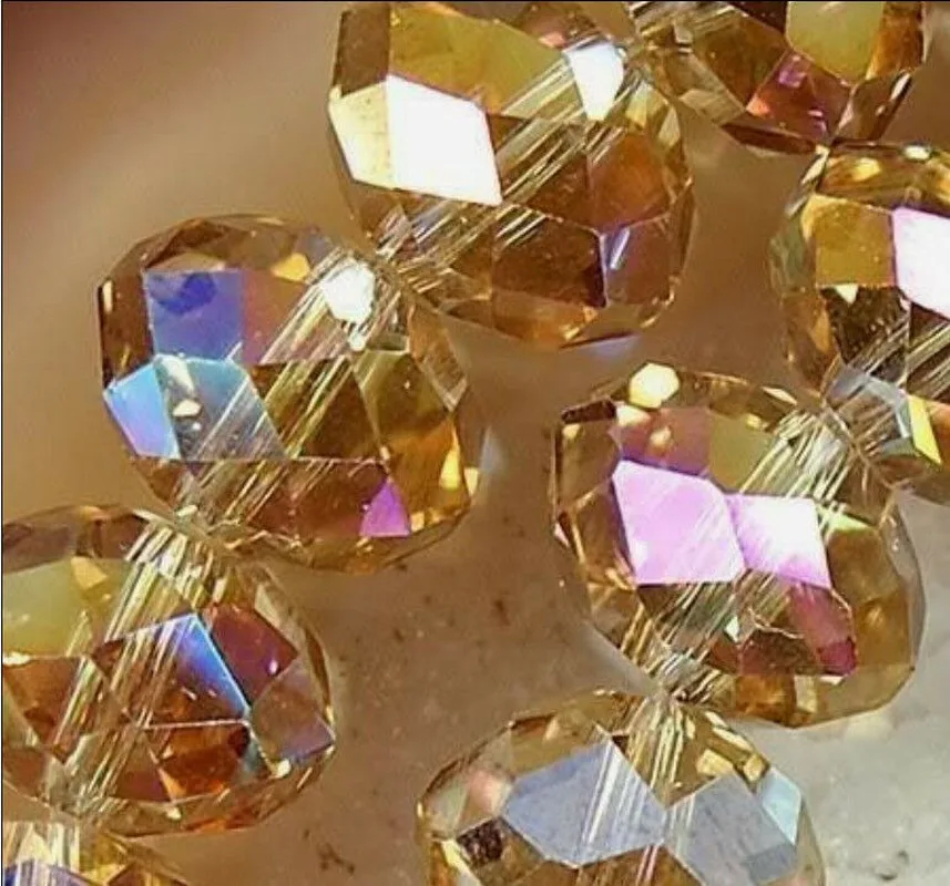 

1000PC 3x4mm Champagne Multicolor Crystal Faceted Gems Loose Beads 5040