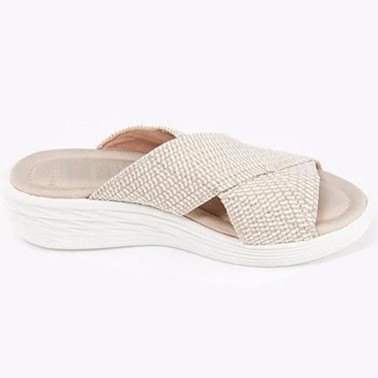 

REDESS New Arrival Women Casual Sandals Solid Ankle Strap Flat Summer Slipper Sandles