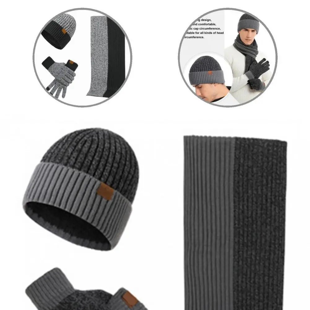 

Super Soft 1 Set Excellent Hat Neck Warmer Gloves Set Acrylic Fiber Beanie Hat Wear Resistant for Travel