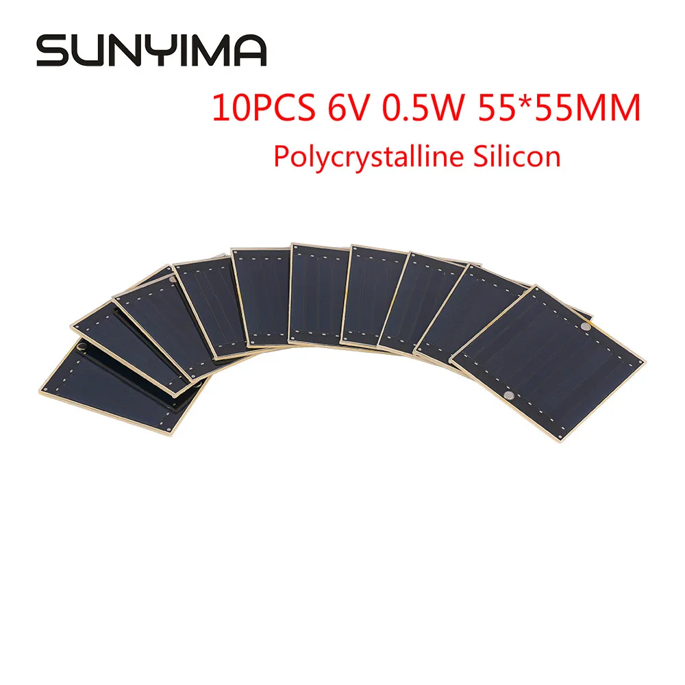 SUNYIMA 10 шт 6V 0 5 W 55*55 мм Высокая производительность солнечных батарей Мини Солнечная