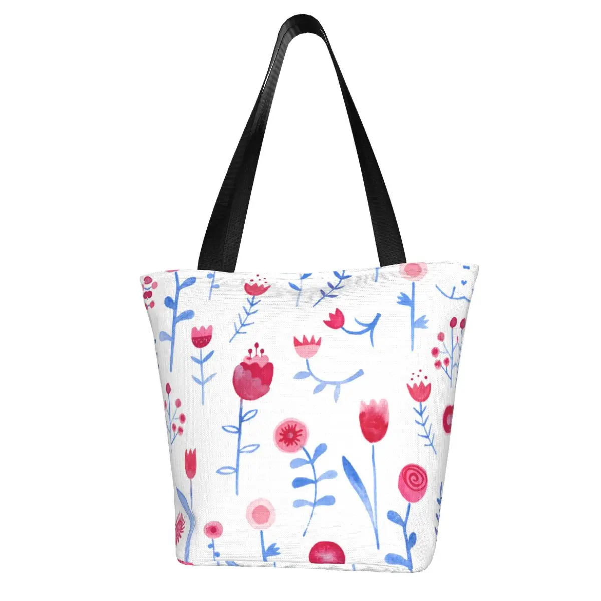 

Flowers Shopping Bag Travel Student Handbag Fashion Stylish Polyester Bags